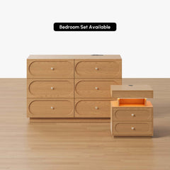 Modern Double Dresser with Six Drawers and Built-In Outlets