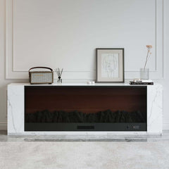 Modern Electric Fireplace TV Stand, 70-79 Inch, Sintered Stone
