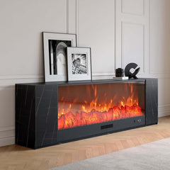 Modern Electric Fireplace TV Stand, 70-79 Inch, Sintered Stone