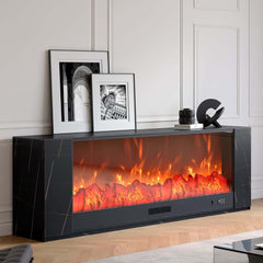 Modern Electric Fireplace TV Stand, 70-79 Inch, Sintered Stone