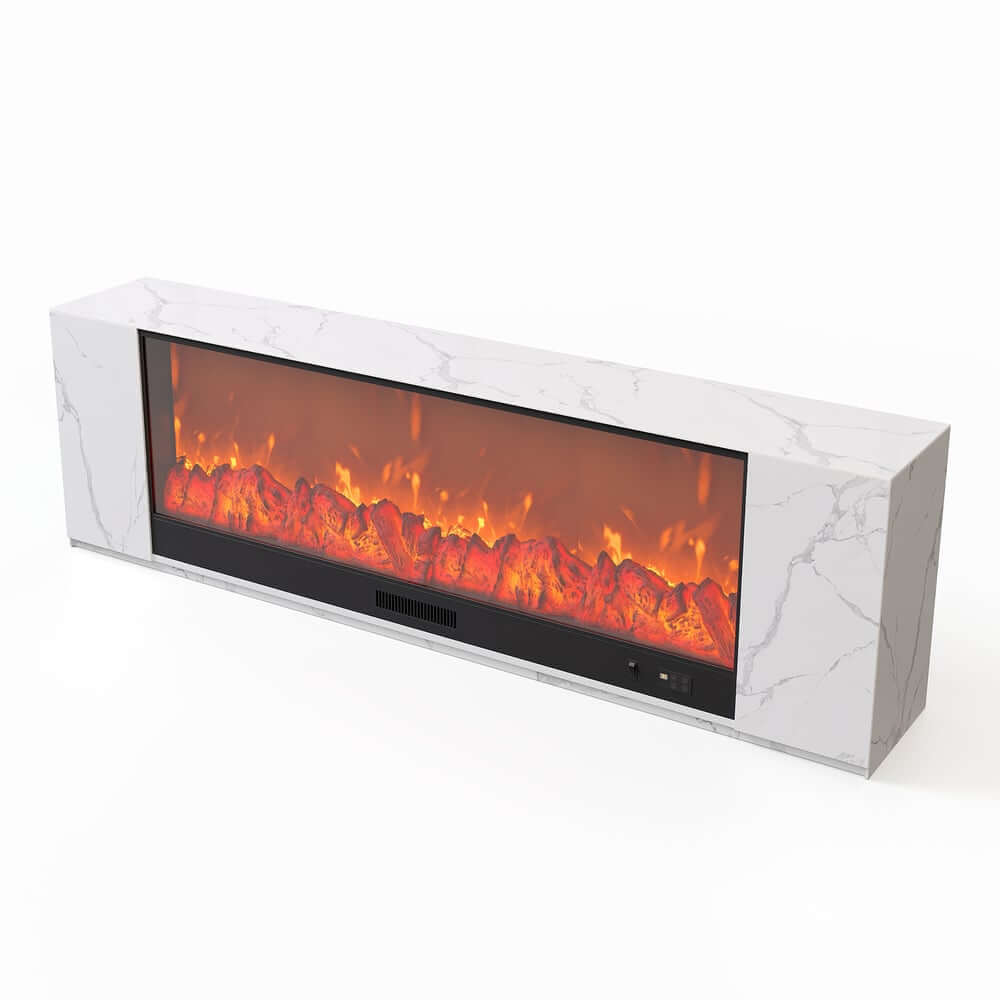 Modern Electric Fireplace TV Stand, 70-79 Inch, Sintered Stone