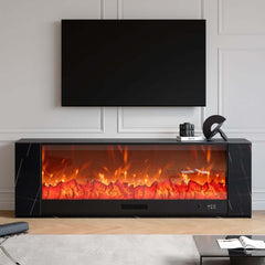 Modern Electric Fireplace TV Stand, 70-79 Inch, Sintered Stone