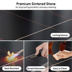 Modern Electric Fireplace TV Stand, 70-79 Inch, Sintered Stone