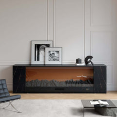 Modern Electric Fireplace TV Stand, 70-79 Inch, Sintered Stone