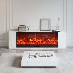Modern Electric Fireplace TV Stand, 70-79 Inch, Sintered Stone
