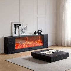 Modern Electric Fireplace TV Stand, 70-79 Inch, Sintered Stone