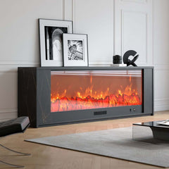 Modern Electric Fireplace TV Stand, 70-79 Inch, Sintered Stone