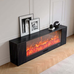 Modern Electric Fireplace TV Stand, 70-79 Inch, Sintered Stone