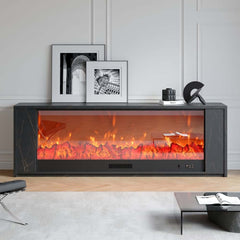 Modern Electric Fireplace TV Stand, 70-79 Inch, Sintered Stone