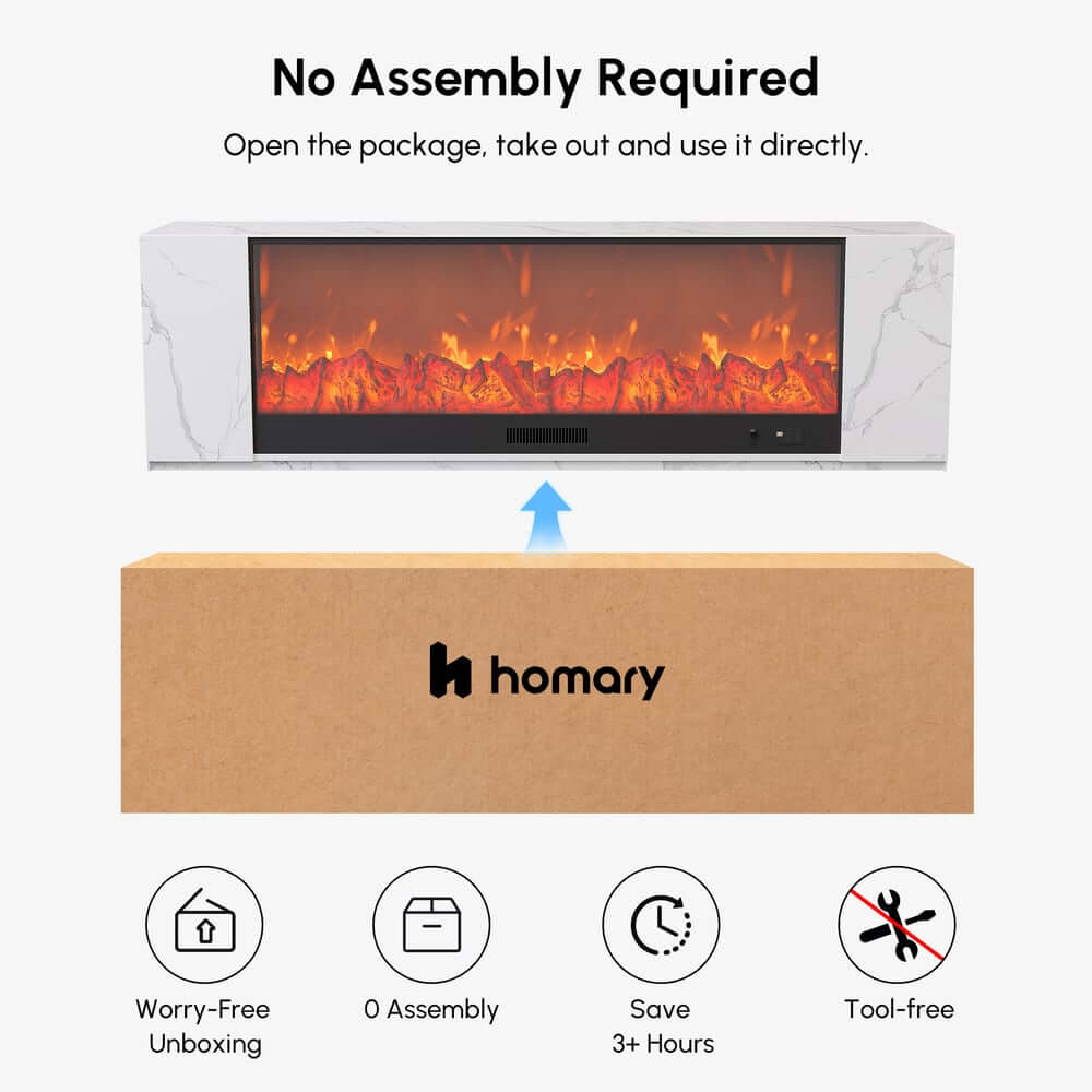 Modern Electric Fireplace TV Stand, 70-79 Inch, Sintered Stone
