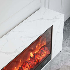 Modern Electric Fireplace TV Stand, 70-79 Inch, Sintered Stone