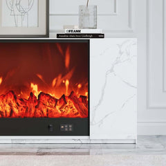 Modern Electric Fireplace TV Stand, 70-79 Inch, Sintered Stone