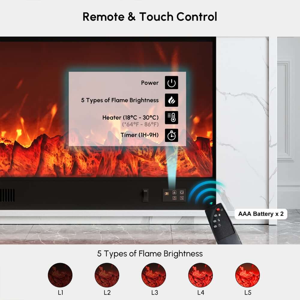 Modern Electric Fireplace TV Stand, 70-79 Inch, Sintered Stone