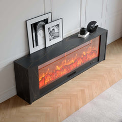 Modern Electric Fireplace TV Stand, 70-79 Inch, Sintered Stone