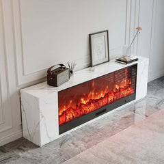 Modern Electric Fireplace TV Stand, 70-79 Inch, Sintered Stone