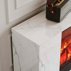 Modern Electric Fireplace TV Stand, 70-79 Inch, Sintered Stone