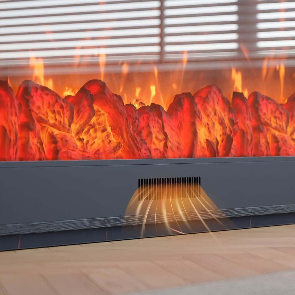 Modern Electric Fireplace TV Stand, 70-79 Inch, Sintered Stone