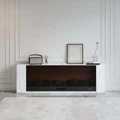 Modern Electric Fireplace TV Stand, 70-79 Inch, Sintered Stone