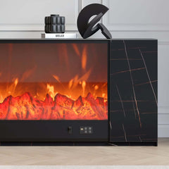 Modern Electric Fireplace TV Stand, 70-79 Inch, Sintered Stone