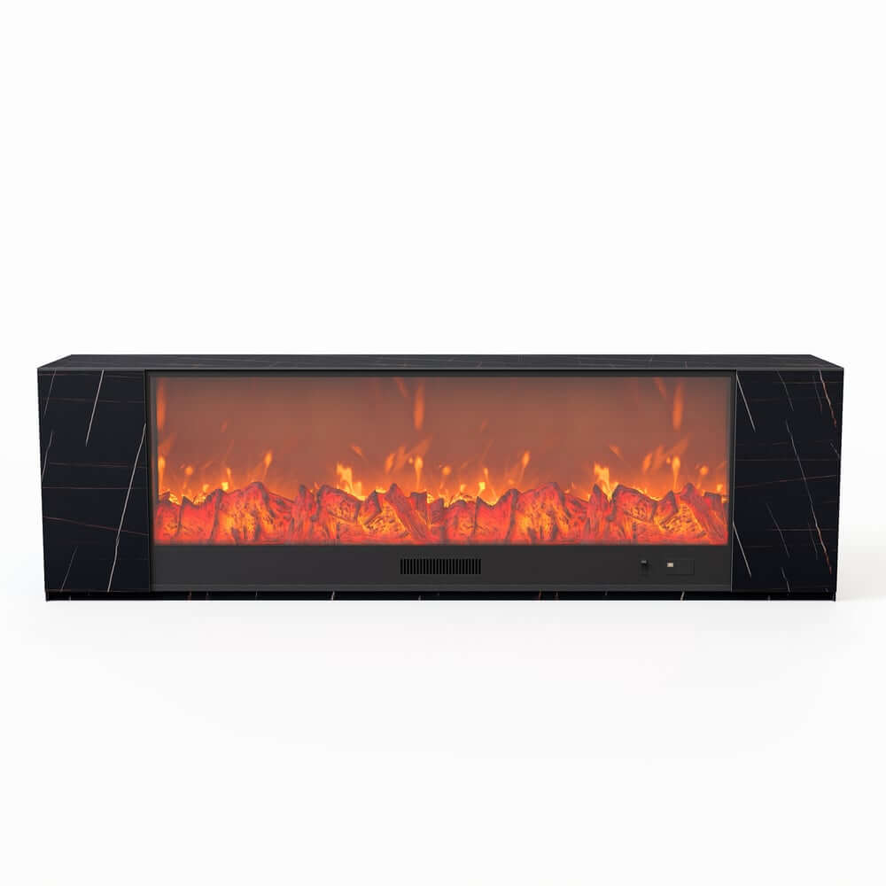 Modern Electric Fireplace TV Stand, 70-79 Inch, Sintered Stone