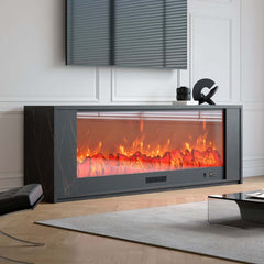 Modern Electric Fireplace TV Stand, 70-79 Inch, Sintered Stone