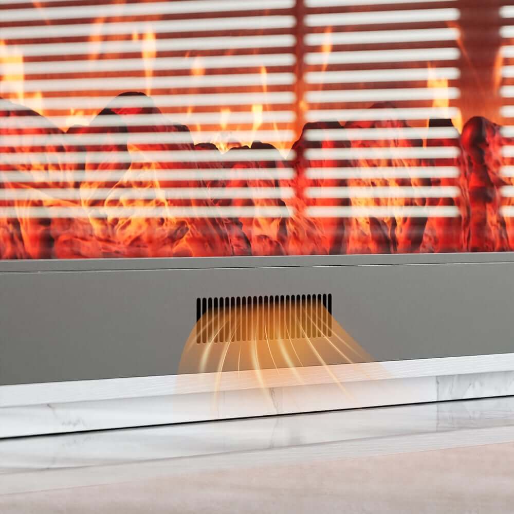 Modern Electric Fireplace TV Stand, 70-79 Inch, Sintered Stone