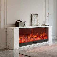 Modern Electric Fireplace TV Stand, 70-79 Inch, Sintered Stone