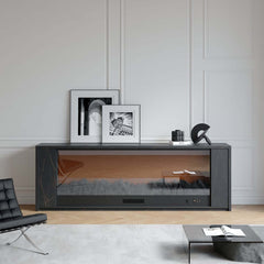 Modern Electric Fireplace TV Stand, 70-79 Inch, Sintered Stone