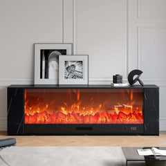 Modern Electric Fireplace TV Stand, 70-79 Inch, Sintered Stone
