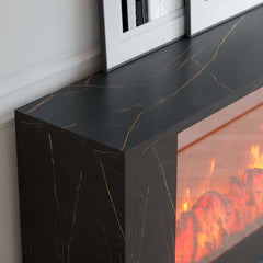 Modern Electric Fireplace TV Stand, 70-79 Inch, Sintered Stone