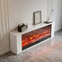 Modern Electric Fireplace TV Stand, 70-79 Inch, Sintered Stone