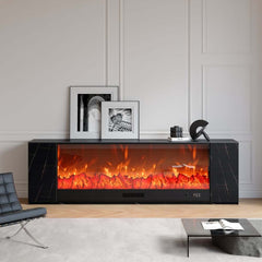 Modern Electric Fireplace TV Stand, 70-79 Inch, Sintered Stone
