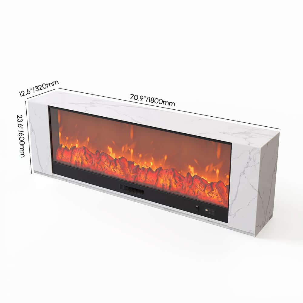 Modern Electric Fireplace TV Stand, 70-79 Inch, Sintered Stone Dimensions