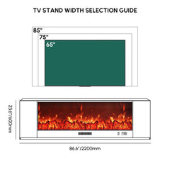 Modern Electric Fireplace TV Stand, 70-79 Inch, Sintered Stone Dimensions