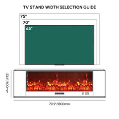 Modern Electric Fireplace TV Stand, 70-79 Inch, Sintered Stone Dimensions