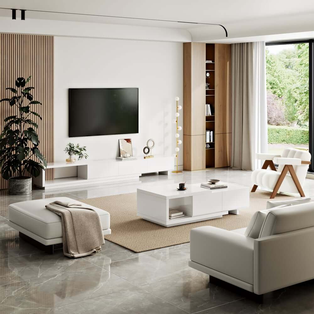 Modern Engineered Wood Coffee Table With Drawers