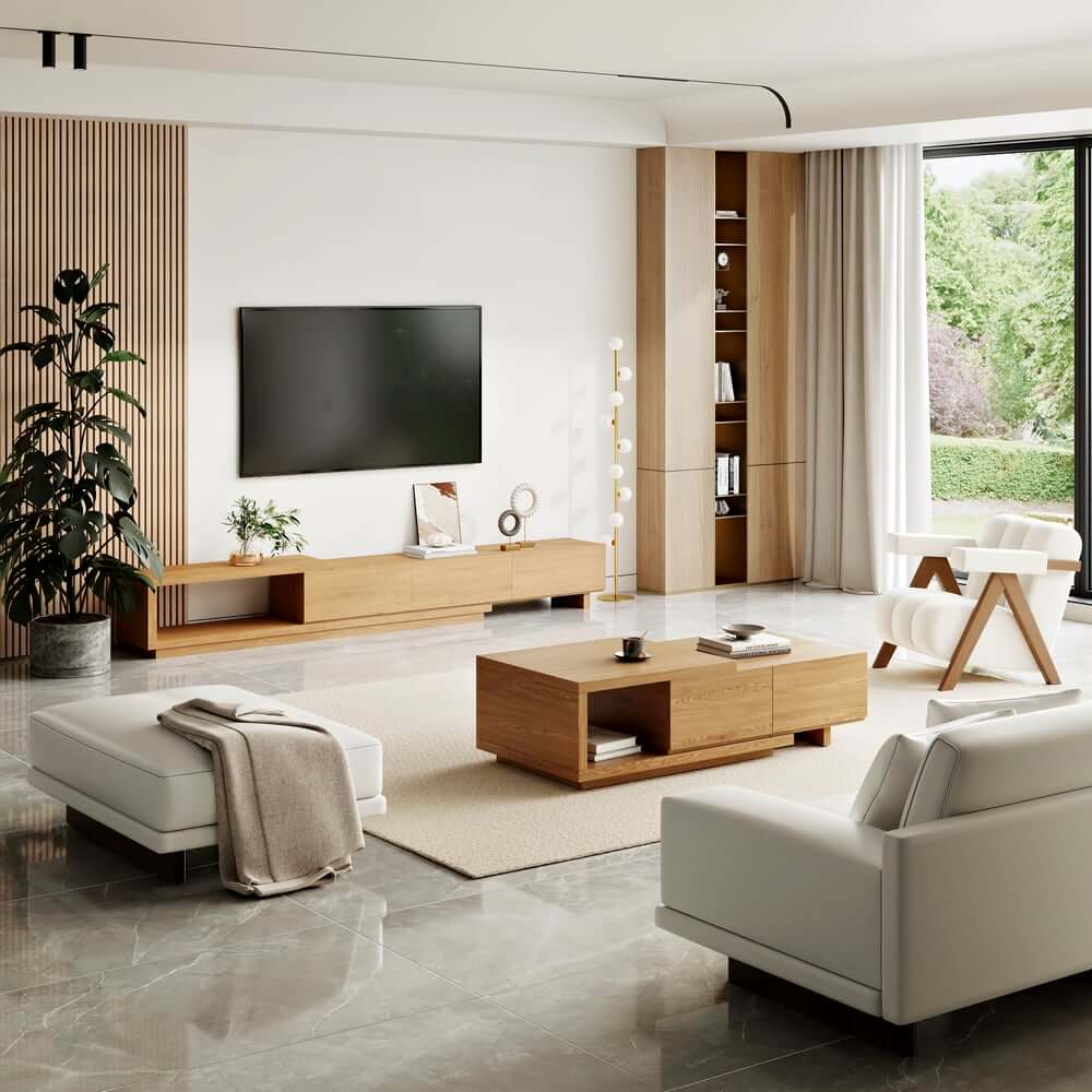 Modern Engineered Wood Coffee Table With Drawers