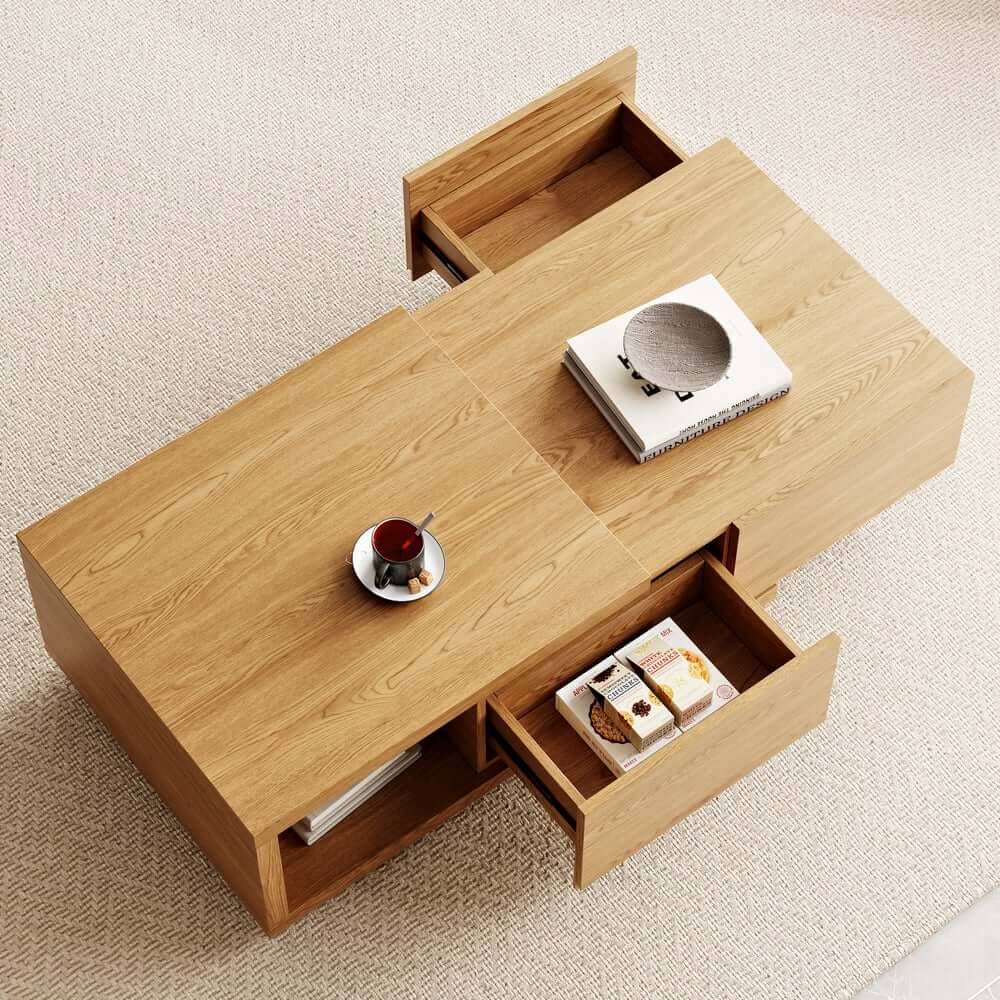 Modern Engineered Wood Coffee Table With Drawers