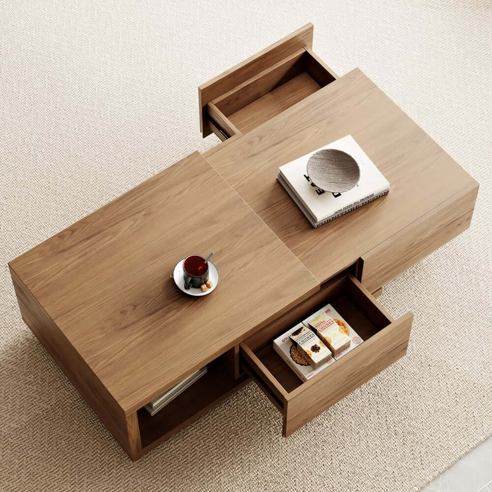 Modern Engineered Wood Coffee Table With Drawers