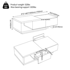 Modern Engineered Wood Coffee Table With Drawers Dimensions