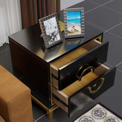 Modern Engineered Wood Nightstand With 2 Drawers