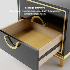 Modern Engineered Wood Nightstand With 2 Drawers