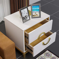 Modern Engineered Wood Nightstand With 2 Drawers