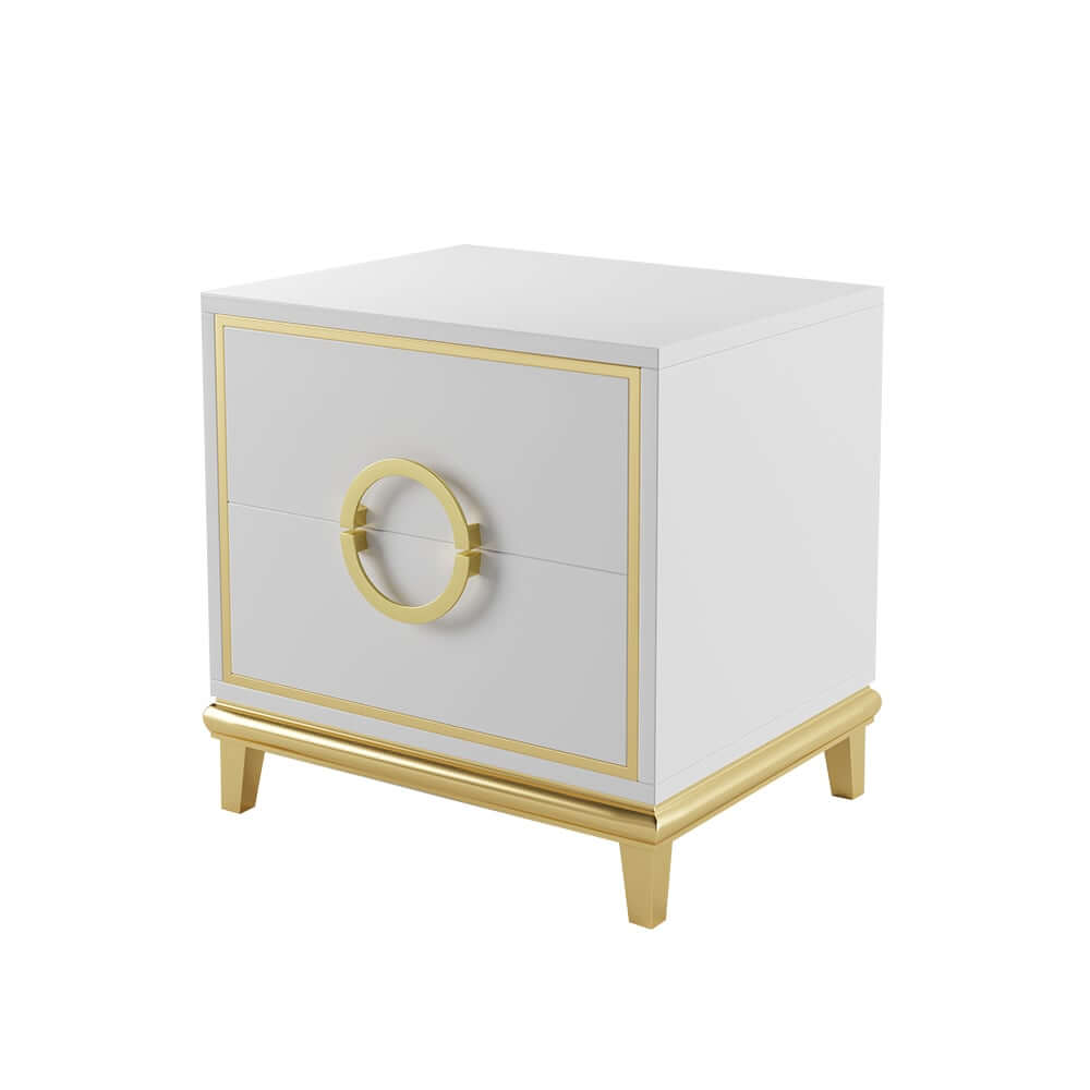 Modern Engineered Wood Nightstand With 2 Drawers