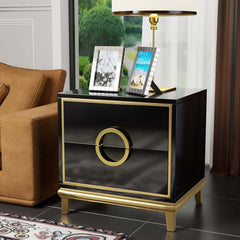 Modern Engineered Wood Nightstand With 2 Drawers