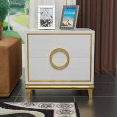 Modern Engineered Wood Nightstand With 2 Drawers