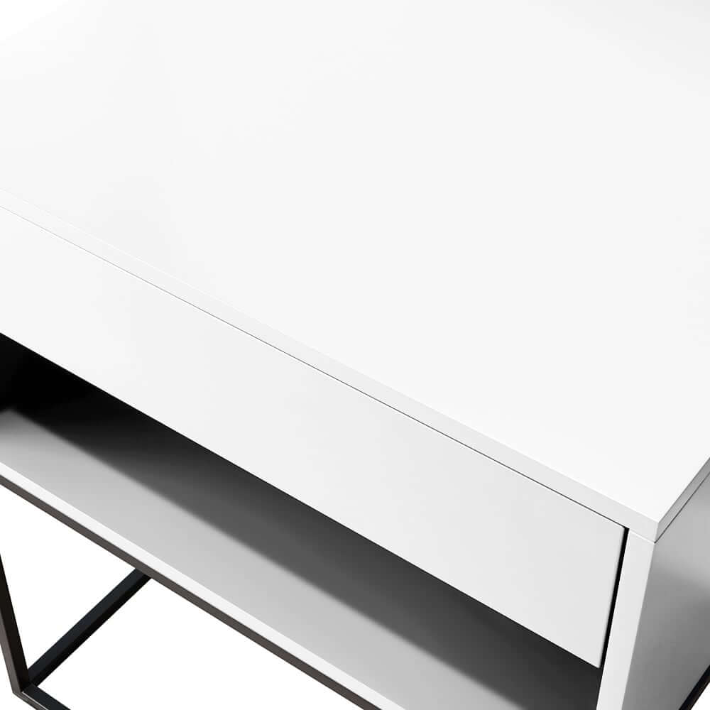 Modern Engineered Wood Nightstand With Shelves, Rectangle