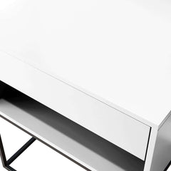 Modern Engineered Wood Nightstand With Shelves, Rectangle