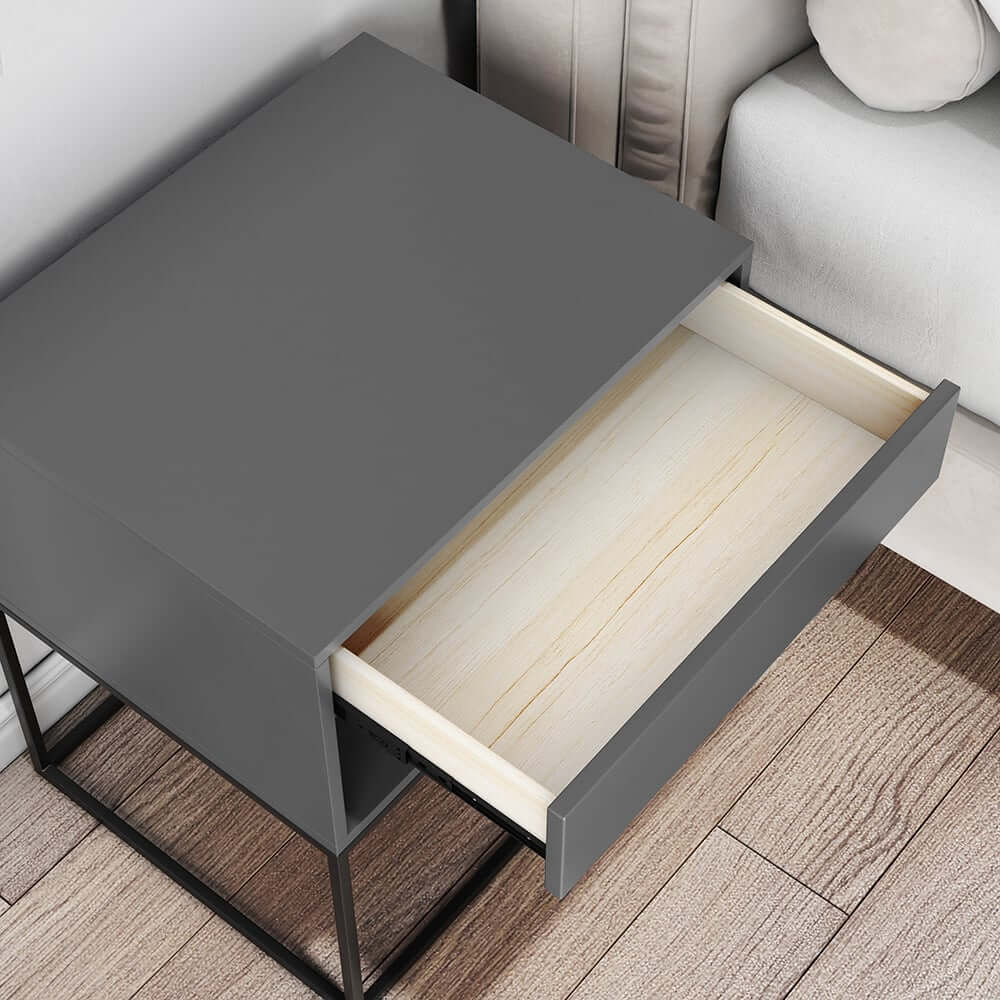 Modern Engineered Wood Nightstand With Shelves, Rectangle