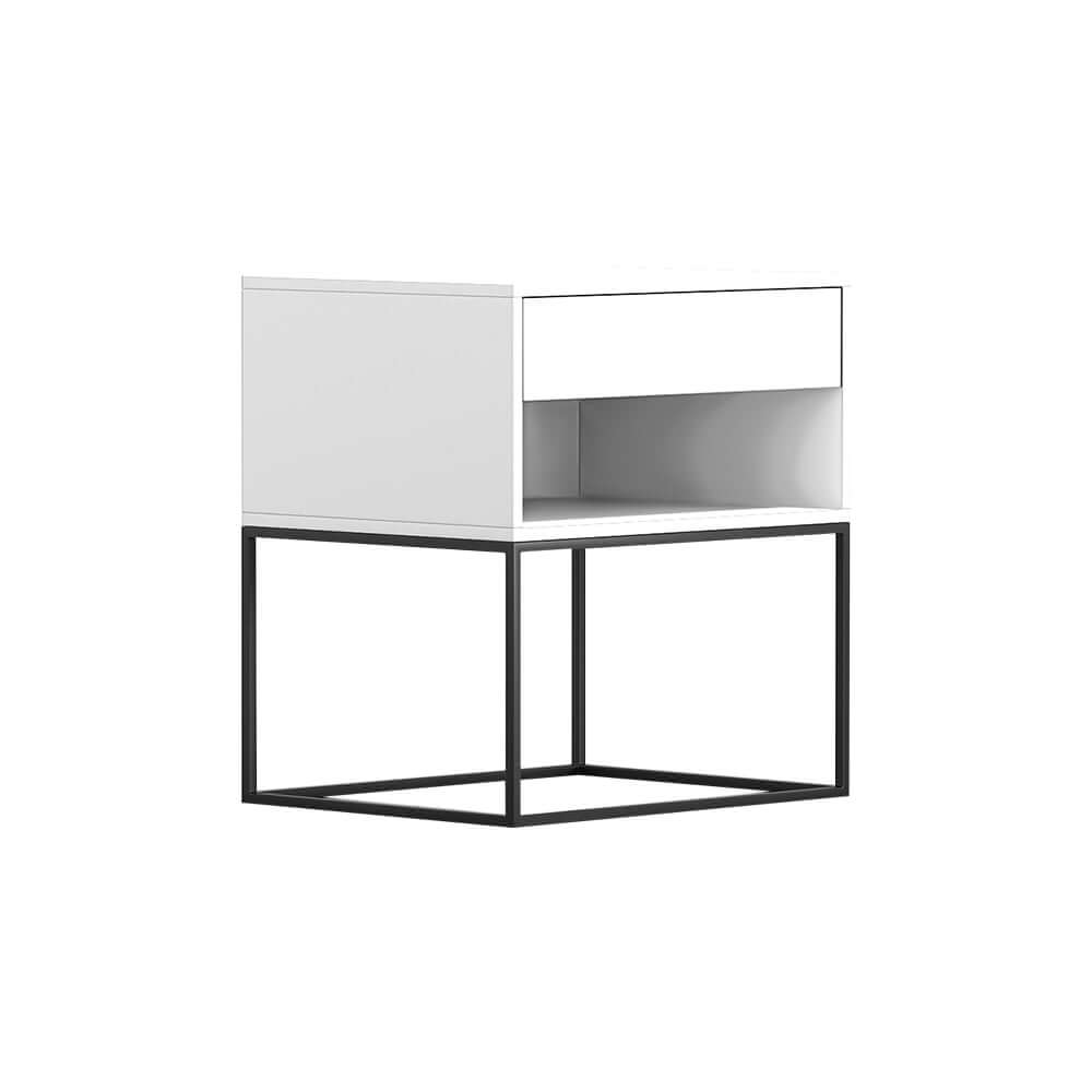 Modern Engineered Wood Nightstand With Shelves, Rectangle